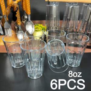 6 Pcs Transparent Acrylic Drinking Cups/Plastic Tumbler/Baso/Restaurant Canteen Party Cups/Reusable Drinkware/ Baso