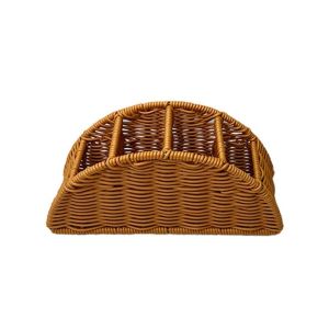 TIEZI MALL 4 lưới Hộp lưu trữ điều khiển từ xa Giả mây Dệt tay Tổ chức bằng mây tổng hợp Đa chức năng Phong cách cổ điển Giá đỡ cọ trang điểm Văn phòng