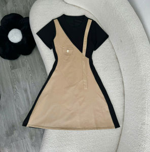 Đầm Bigsize Nữ Tay Ngắn Cổ Tròn Phối Jean Cách Điệu Vải Jean Giấy Phối Gân Tăm Co Giãn Cá Tính G671. G672- ĐẦM JEAN