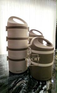 【WUCHT】1-4 tiers Beige 14cm Lunch Container Meal Box Sealed Lid Portable Insulated Leak proof Lunch Box 保温饭盒 BFC-1401 BFC-1402 BFC-1403 BFC-1404
