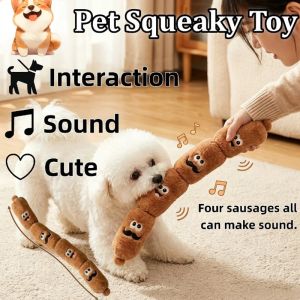 Pet Dog Squeaky Toy Pet Chew Toy Simulation Plush Sausage Bite Resistant Interactive Pet Toy