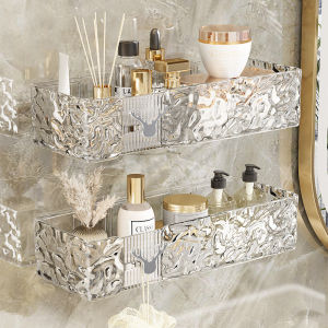 Light Luxury Style Glacier Pattern Suction Cup ShelfBathroom Suction Cup Storage RackPunch Free Sorting Box