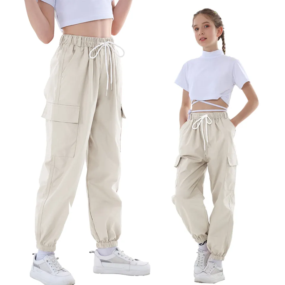  Rolanko Girls Jogger Cargo Pants with Pocket Bright