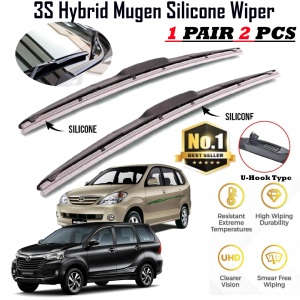 1pair(set) Toyota Avanza Mugen Japan Silicone Wiper Blade Front Windscreen 3 Section Boneless Full Silicone Wiper U Hook J Hook