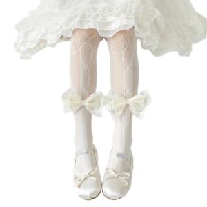 Lovely Inspired Tights Comfortable Breathable Mesh Designs with Bowknot Accents High Elastic Mesh Leggings for Girls