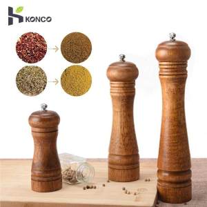 KONCO Wood Salt or Pepper Shakers Wooden Spice & Pepper Mills Manual Herbs Mills with Adjustable Ceramic Kitchen Shakers 1 piece