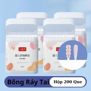 TĂM BÔNG TRẺ EM COMBO 2 HỘP | 400 QUE COTTON TỰ NHIÊN | TĂM BÔNG 2 ĐẦU CHĂM SÓC CHO BÉ