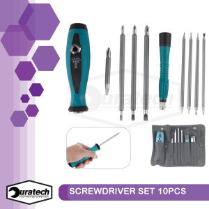 Screwdriver set 10pcs obeng reparasi magnetik presisi bolak balik model star slotted gagang bisa T - Obeng set 10pcs bonus tempat penyimpanan
