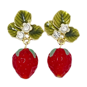 Lightweight Resin Strawberry Earrings 3D Simulated Pendant Ear Studs Trendy Accessory for Fashionistas