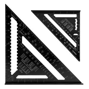 7 inch 12 inch Rafter Square Aluminum Alloy Double Scale Triangle Ruler Angle Ruler Carpenter Triangle Square Rafter Tool Mensurement Tool for Woodworking and Carpentry ﻿