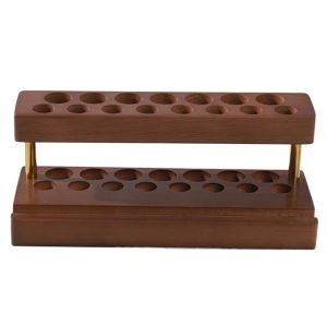 TSEVD Creative Walnut Pens Holder 9/15 Slots Multifunction Makeup Brush Holder Simple Pen Tray Brush Display Case Office/School