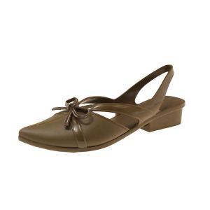 Free Shipping Baotou Sandals Fashionable And Elegant New Style WomenS Chunky Heel Pointed-Toe Bowknot Versatile WomenS Flats