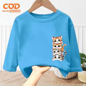 Pakaian atasan Kaos anak Laki Laki dan Perempuan usia 1-12 tahun bergambar FOUR CATS Terbaru