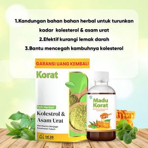 1 PAKET HEMAT TEH CELUP KORAT DAN MADU KORAT OBAT HERBAL MENYEMBUHKAN ASAM URAT DAN KOLESTEROL