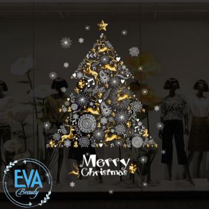 Decal Dán Tường Dán Kính Cây Thông Và Bông Tuyết Trang Trí Giáng Sinh XH9293 M2054