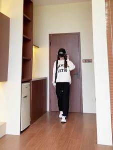 Womens Autumn Winter Sweatpants 2026 New Loose Straight Casual American Style Two-Way Wear Gray Fleece-Lined Sweatpants