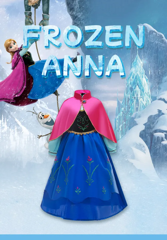 anna frozen pink dress Toddler Princess Elsa Anna Frozen Role Cosplay Dress up Costume Dress for Girls