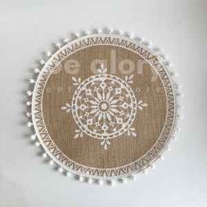 Nordic Style Photography Props Jute Placemat Table Placemat Round Table Cloth Tassel Nordic Placemat Round Placemat Alas Meja