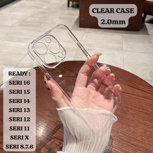 Clear Case 2.0mm Soft Case Bening 16 Promax 16e 15 Pro 15 14 Plus 14 13 Pro 13 12 Mini 12 11 Pro 11 Soft Casing Clear + Protector Camera