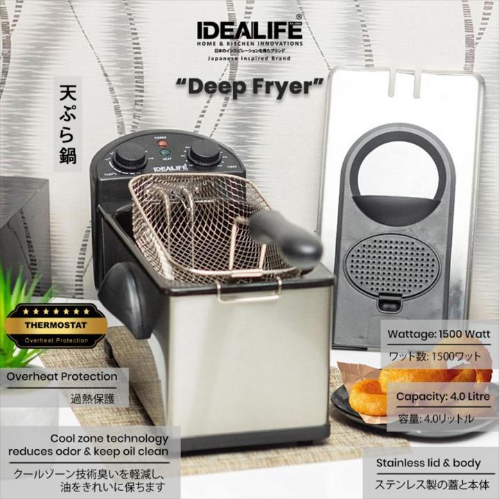 Mesin Penggoreng Kentang Elektrik Listrik - Electric Deep Fryer Stainless Idealife 4L 4 Liter IL-200DF