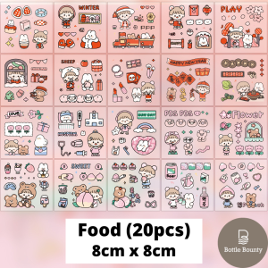20pcs Kawaii Waterproof 2D Sticker Bottle Sticker Journal Sticker Stickers Tapes Stationery Cute Gift Stationary 防水水瓶贴纸