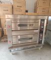 heavy duty commercial bakery oven, 2 decker gas oven, gas-fed bakery equipment. 