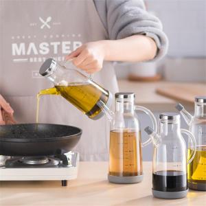 550ml/750ml Glass Oil Dispenser Bottle Scale with Stainless Steel Lid and Vinegar Bottles for Kitchen Cooking Container