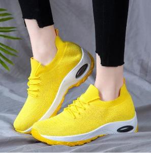 Korean Black Rubber Shoes For Women Breathable Running Sports Shoes Lace Up Lightweight Shoes For Lady