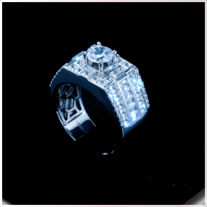 Nhẫn nam Bạc 925 Xi Kim Moissanite Viên Chủ 7.2mm KNNA0008 Kim Luxury