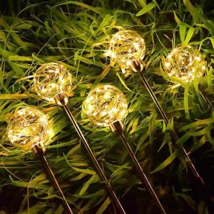 SXH 2pcs Floor Outlet Ball Copper Wire Lamp Outdoor Rainproof Engineering Park Landscape Lamp Stainless Steel Rod Ball Floor Outlet Reed Lamp
