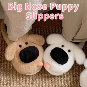 TANFU Soft Big Nose Puppy Slippers Thick Sole Creative Winter Home Slippers Fashion Non-Slip Plush Dog Shape Slippers Bedroom