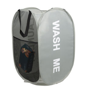 Handy Laundry Collapsible Mesh Pop Up Hamper Portable for Laundry Room with Carry Handles and Side Pocket Foldable Clothes Baskets
