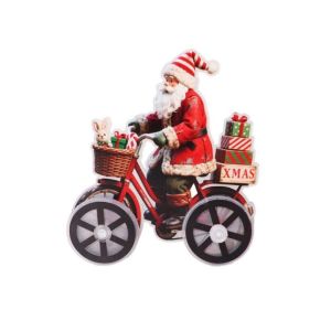 DEEPWHISPER Acrylic Santa Claus Figurine Decorative Cartoon Christmas Ornament Creative Cute Snowman Bicycle Decoration for Home