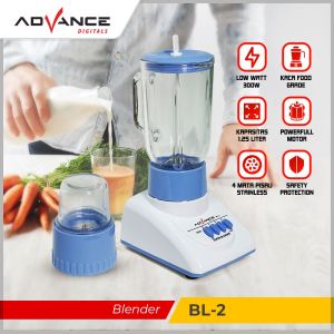 Advance BL2 Blender Tabung Kaca 2in1 1.2 Liter Multifungsi Foodgrade Garansi Resmi 1 Tahun