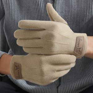 DGFDF Touch Screen Men Gloves Keep Warm Solid Color Winter Velvet Mittens Fashion Thicken Full Finger Gloves Ladies