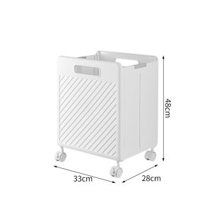 2in1 Foldable Laundry Basket with Wheels Slim Dirty Clothes Hamper Separated Compartment Organizer Heavy Duty