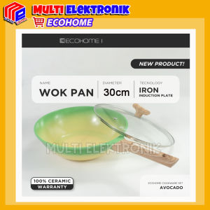 Wok Pan 30 cm Ecohome Cookware Greblon Ceramic Coating Anti Lengket