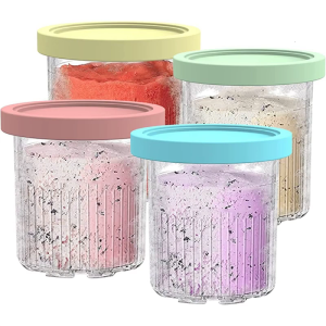 4 Pcs Ice Cream Maker Replacements Storage Jar With Lids Fit for NC500 NC501 Ninja- Creami Series Ice Cream Makers