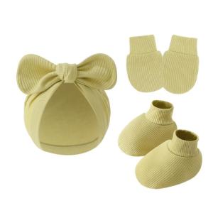 Trẻ sơ sinh găng tay chống cào và mũ bệnh viện thiết lập với đàn hồi chân bìa mềm cotton 0-6 tháng trẻ sơ sinh Essential