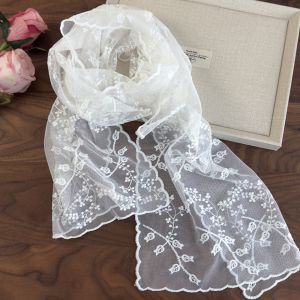 OKKFINE Embroidered Design Lace Bandana Lace Material Solid Color Lace Scarflet Lightweight Lace Square Scarf Sun Protection