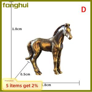 fanghui Antique Brass Solid Long Tail Horse Figurines Miniatures Feng Shui Ornaments Copper Zodiac Animal Mini Desktop Decoration Crafts