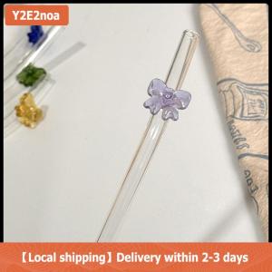 【Local shipping】 1pc 8mm Glass Straw Reusable Drinking Straws Cute Butterfly Heat-Resistant Straw For Festival Party Wedding Cocktail Bar Beachs