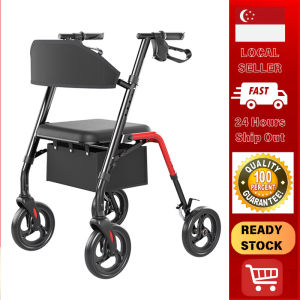 (In SG) 【White * Pedal Style 】 Manned Push - Adjustable Sitting Height Foldable Lightweight with Pedal Assist