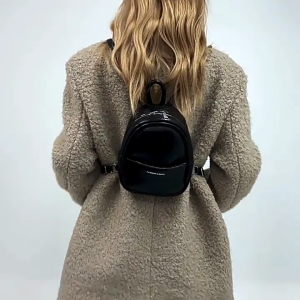 Backpack Vintage Small Leather Rucksack for Girl Women Versatile Fashion Double Strap Shoulder Bag Solid Color Mini Pack