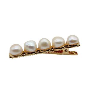 Womens Pearl Hair Clips Natural Freshwater Pearls Handmade Golden Hair Clips Baroque Style Womens Hair Clips Anniversary Gifts
