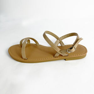 Dép sandal nữ quai dây mảnh đế bệt xỏ ngón thấp 1 cm đi biển thời trang cao cấp Hishoo S059