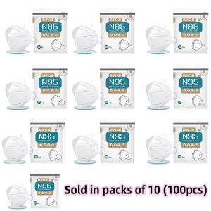 Prevent the spread of bacteriat 10 packs(100pcs) N95 masks individually packaged disposable dustproof suitable for men women and adults hypoallergenic multiple layers of protection
