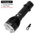 HaixnFire DV60 scuba diving flashlight XHP70 LED underwater waterproof flashlight 7000 lumens diving torch Camping light Water grasping fish lanterns. 