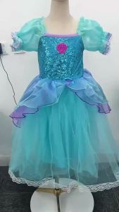 Summer Girl Mermaid Dress For Children Birthday Party Princess Cosplay Costume Ariel Halloween Fantasy Dress Summer Elegant Gown
