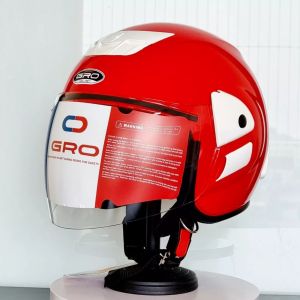 Mũ bảo hiểm 3/4 có kính chính hãng GRO cao cấp - Cho Nam và Nữ - Màu đỏ đô(đỏ mận)